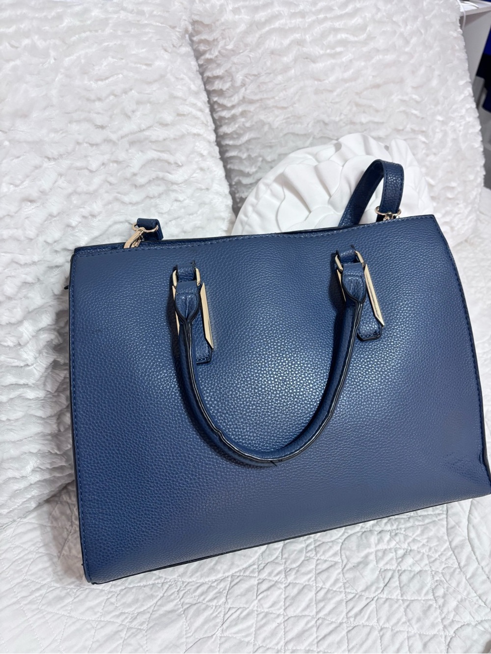 Mathew + Julian Navy Blue Satchel Shoulder Bag Gold Tone Hardware